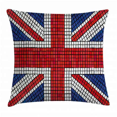 Union Jack Throw Pillow Cushion Cover, Mosaic Tiles Inspired Design ...