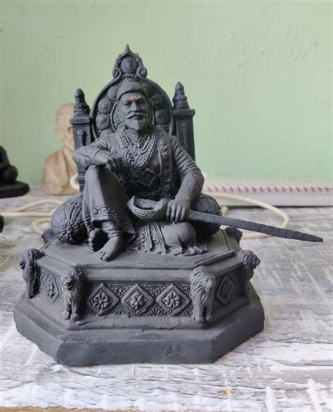 Black Fiber 6 Inch Chatrapati Shivaji Maharaj Statue For Decoration At