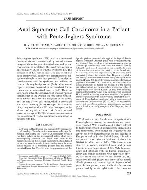 Pdf Case Report Anal Squamous Cell Carcinoma In A Patient With Peutz