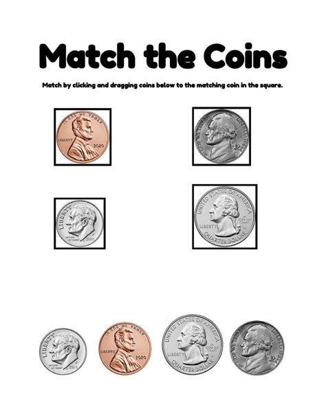 Coin Match Interactive Worksheet Live Worksheets Worksheets Library