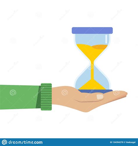 Human Hand Holds A Hourglass Business And Time Management Concept Isolated Vector Illustration