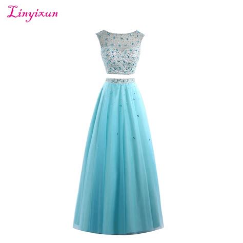 Linyixun Real Photo Hot Selling Two Pieces Prom Dresses 2017 Sparking