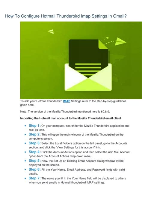 PPT How To Configure Hotmail Thunderbird Imap Settings In Gmail Pdf