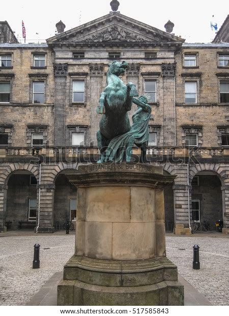 Alexander Bucephalus Statue Located Front Edinburghs Stock Photo ...