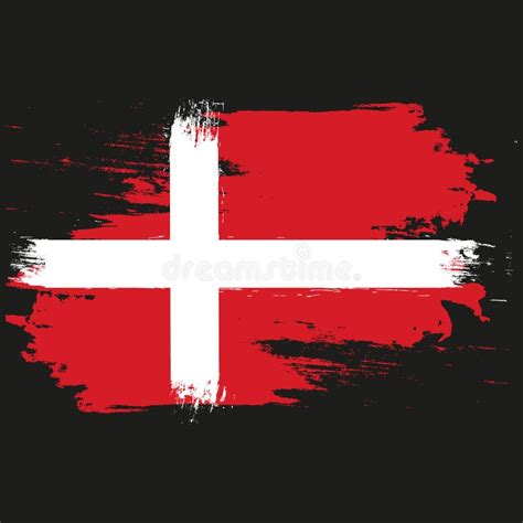 Denmark Flag Brush Painted Denmark Flag Hand Drawn Style Illustration