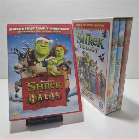 Dreamworks Shrek Trilogy 1 3 Dvd 2007 And Shrek The Halls 2008 Dvd