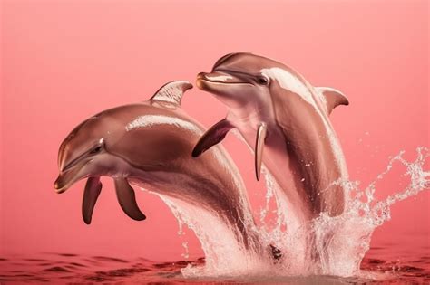 Una Pintura De Dos Delfines En El Agua Foto Premium