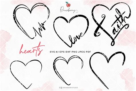 Open Heart Svg Bundle Love svg Doodle Heart (1731745)