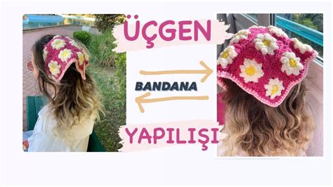 Çiçek motif Üçgen bandana yapımı daisy crochethead bandana Zara