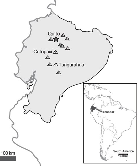 Location Map Of Tungurahua And Cotopaxi In Ecuador The Capital City Of