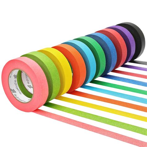 Amazon.com: skytogether Colored Masking Tape 1 Inch Wide Rainbow Color