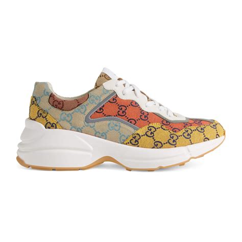 Gucci Rhyton Gg Multicolor Sneaker In Yellow For Men Lyst