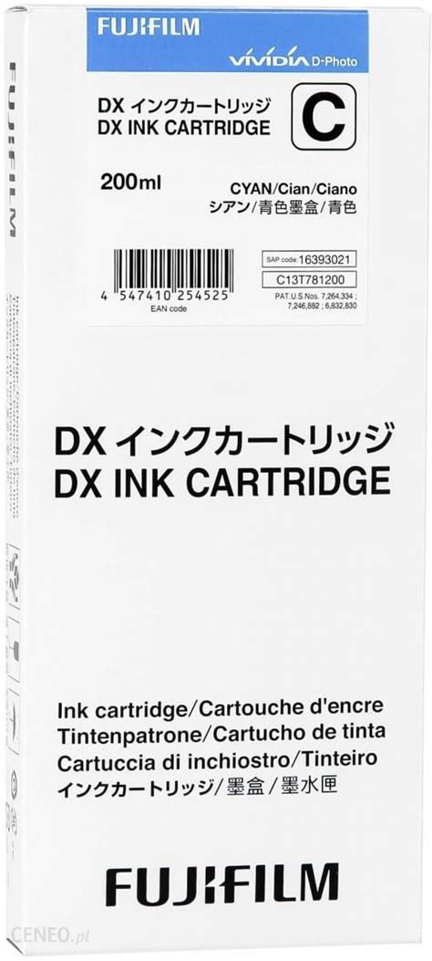 Tusz FUJIFILM DX INK CARTRIDGE 200 ML CYAN Do Drukarki Opinie I Ceny