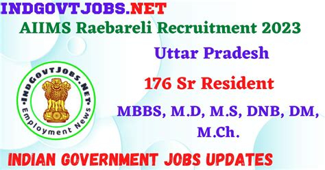 AIIMS Raebareli Recruitment 2023 176 Sr Resident Apply Online Best