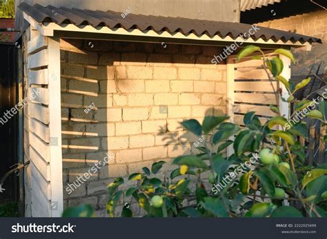 Empty Firewood Rack Storing Firewood Garden Stock Photo 2222025699