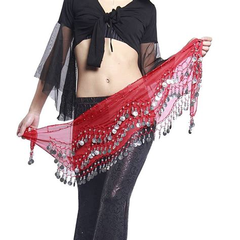 Rows Belly Dance Hip Skirt Scarf Wrap Belt Hipscarf With Goin Silver