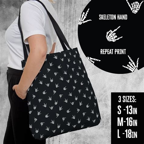 Skeleton Hands Tote Bag Rock And Roll Hands Tote Bag Hang Loose