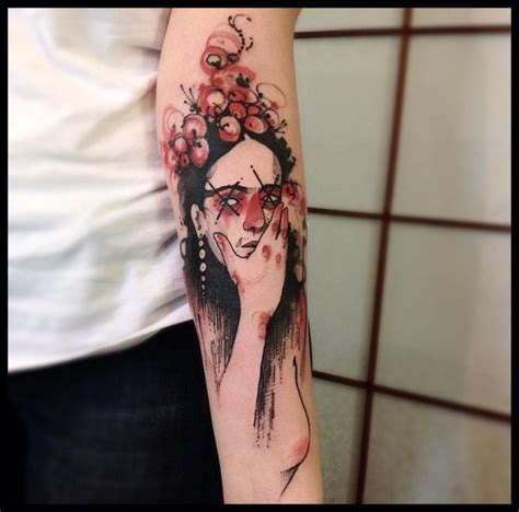 Mystical Looking Colored Forearm Tattoo Of Woman With Flowers Tattooimages