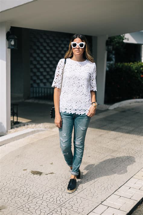 Lace Top With Distressed Jeans A Constellation