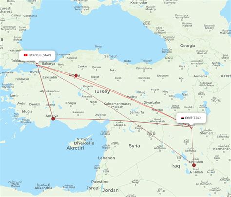 All Flight Routes From Erbil To Istanbul EBL To SAW Flight Routes