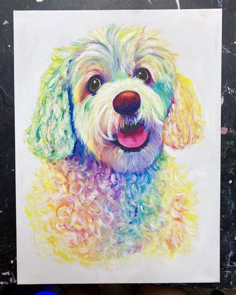 Colorful Pet Painting Rainbow Dog Painting Pet Memorial | Etsy