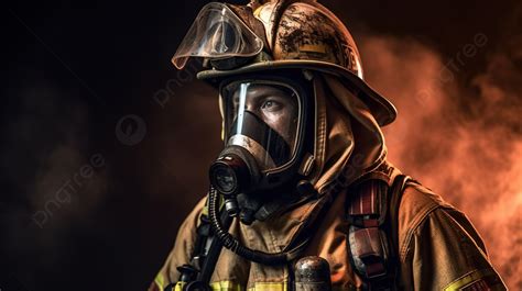 Firefighter Wearing A Gas Mask Background Picture Firefighter