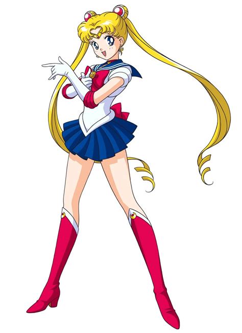 The Cartoon Sailor Girl Is Dressed In Blue And Red With Long Blonde Hair Holding Her Arms Out