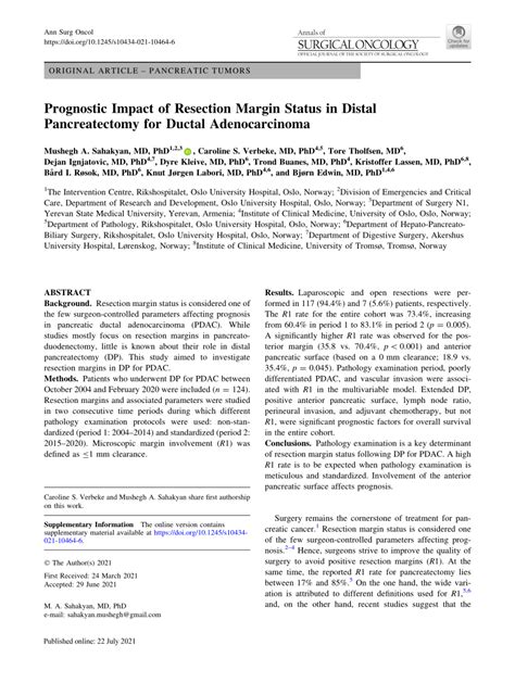 PDF Prognostic Impact Of Resection Margin Status In Distal