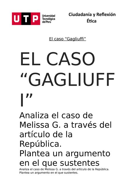 Caso De Gagliuffi Semana 3 El Caso Gagliuffi EL CASO GAGLIUFF I