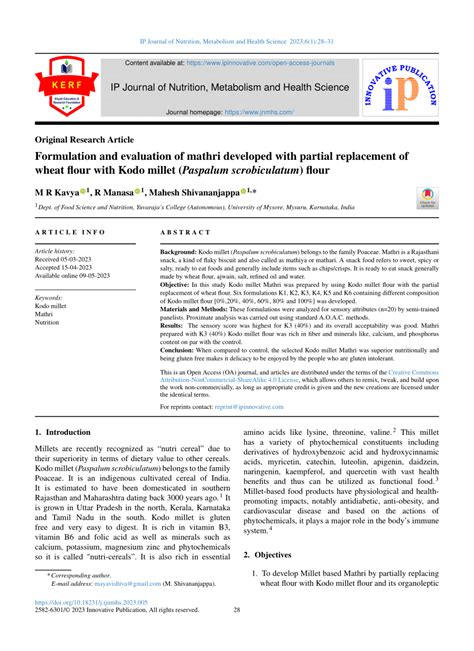 PDF Formulation And Evaluation Of Mathri Developed With Partial