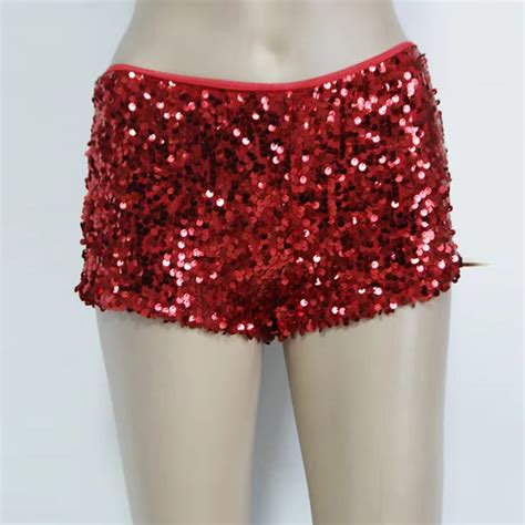 Sparkle Red Womens Sequins Shorts 2017 Fashion New Performance Costume Shorts Full Sequin Mini