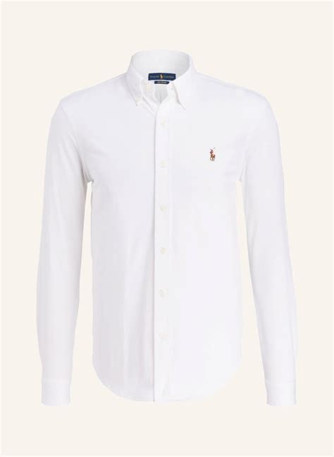 Polo Ralph Lauren Piqu Hemd Custom Slim Fit In Weiss Einer Weiteren