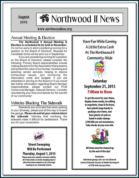 Hoa Newsletter Templates Word