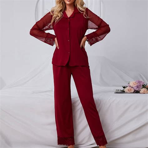 Zunfeo Womens Pajamas Sets Clearance Sexy Lace Mesh Sleepwear Long