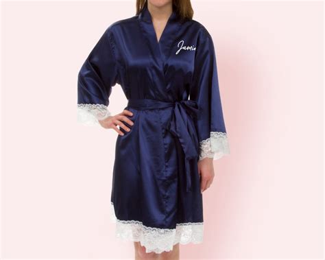 Womens Personalized Lace Satin Robe Luxurious Silky Lace Etsy