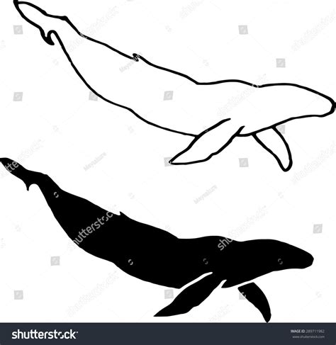 Black Silhouette Whale Whale Outline Floating Stock Vector (Royalty ...