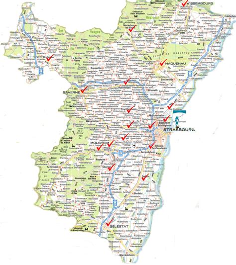 Carte du Bas-Rhin - Bas-Rhin carte du département 67