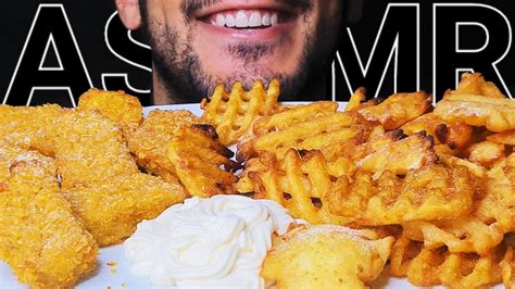 Asmr Chicken Nuggets And Waffle Fries Crunchy Eating Sounds No Talking