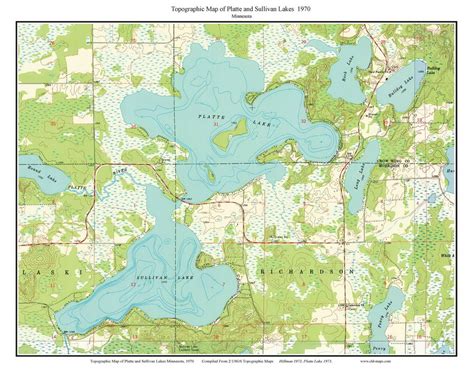 Platte And Sullivan Lakes 1970 Custom Usgs Old Topo Map Minnesota Mille Lacs Lake Area