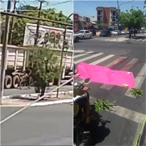 Vídeo mostra exato momento em que ciclista é atropelado por carreta em