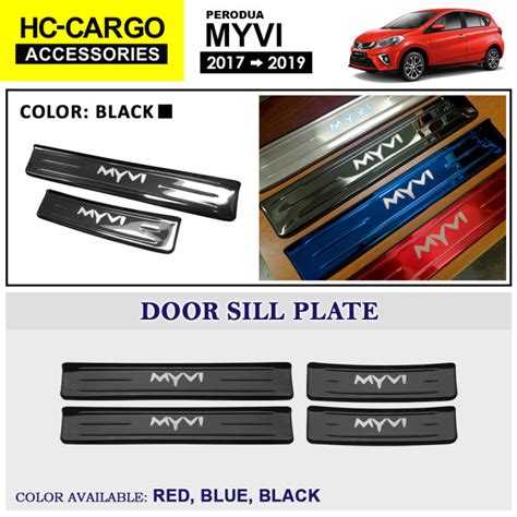 Perodua Myvi 2017 2020 Colorful Door Side Sill Step Plate Red Or Blue