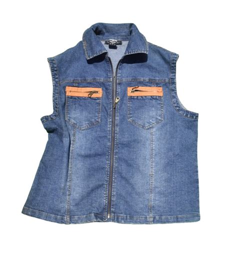 Y2k Early 2000s Denim Zipper Vest Gem