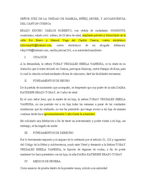 Visitas Sr Erazo Se Or Juez De La Unidad De Familia Ni Ez Mujer Y