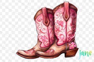 Pink Cowboy Boots Watercolor Clipart Graphic By JaneCreative Creative