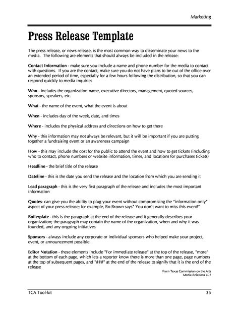 News Release Sample Template Template Samples