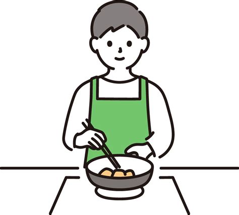 料理をする男性のイラスト｜商用可・フリーイラスト素材｜ソコスト