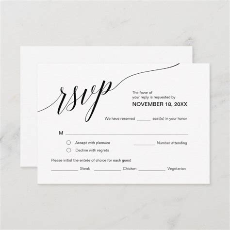 Elegant Classic RSVP Black Font Respond Enclosure Card Zazzle