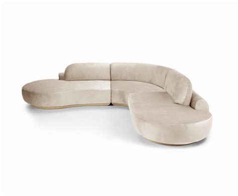 Naked Curved Sectional Sofa Piece With Natural Oak And Boucle Snow