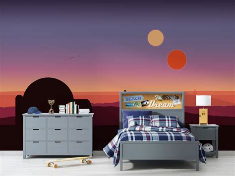 Star Wars, Binary Sunset Tatooine Wall Mural Sci-fi Peel & Stick ...