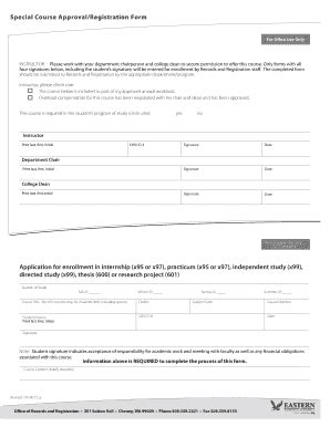 Fillable Online Access Ewu Special Course Approval Registration Form